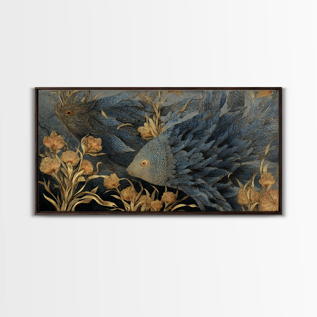 Wild Coral Reef Canvas Print, Maximalist Art, Art Nouveau, Living Room Decor, Fine Art, Maximal, Living Room Wall Art, MAX-2x1-61