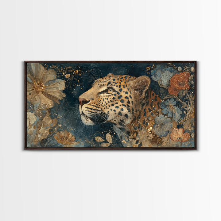 Rainbow Leopard Portrait Framed Canvas Print, Maximalist Art, Luxury Decor, Living Room Decor, Fine Art, Maximal, MAX-2x1-8