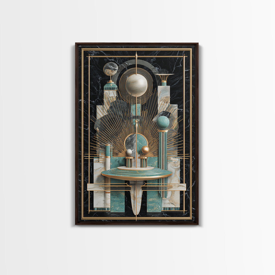 Surreal Room of Floating Objects as Decorative Framed Canvas Print, Maximalist Art, Abstract Art, Living Room Decor, Maximal, MAX-2x3-41