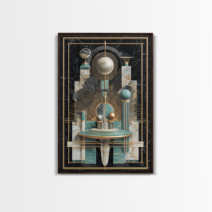 Surreal Room of Floating Objects as Decorative Framed Canvas Print, Maximalist Art, Abstract Art, Living Room Decor, Maximal, MAX-2x3-41