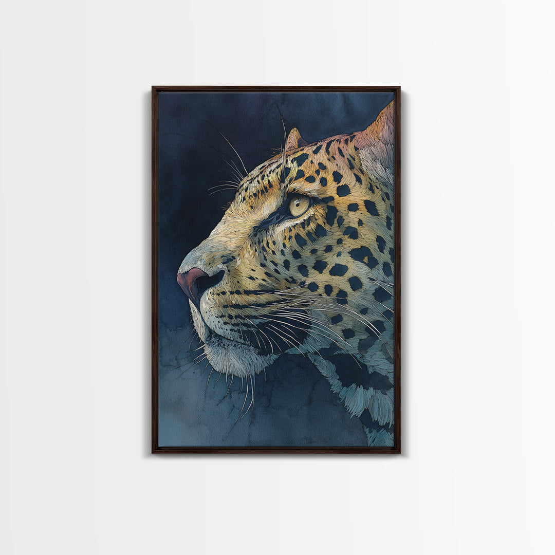 Rainbow Leopard Portrait Framed Canvas Print, Maximalist Art, Boho Wall Art, Living Room Decor, Maximal, Trendy Wall Art, MAX-2x3-68