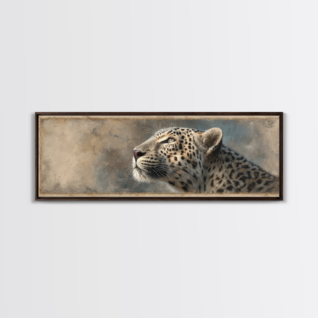 Rainbow Leopard Portrait Framed Canvas Print, Maximalist Art, Leopard Print, Living Room Decor, Oil Painting, Maximal, MAX-3x1-28