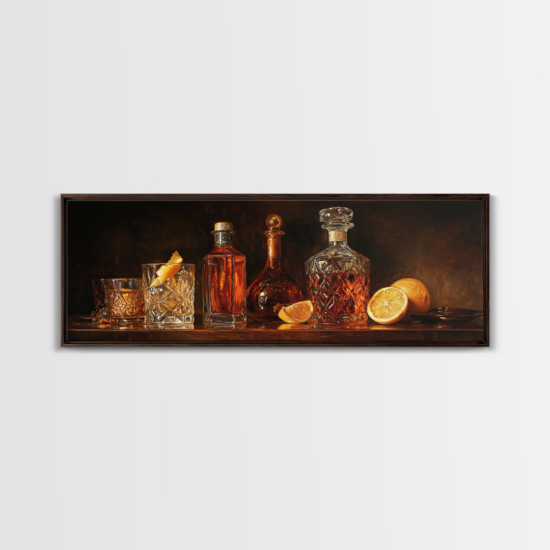 Retro Maximalist Cocktail Still Life Canvas Print, Maximalist Art, Abstract Art, Living Room Decor, Maximal, Retro Wall Art, MAX-3x1-34