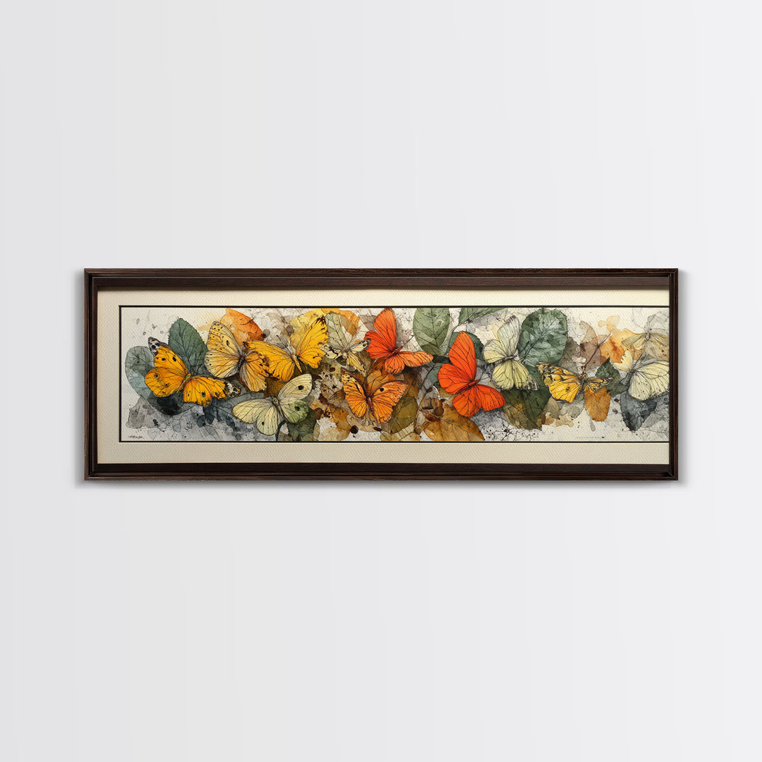 Framed Butterfly Collection Framed Canvas Print, Maximalist Art, Contemporary Art, Living Room Decor, Fine Art, Maximal, MAX-3x1-63