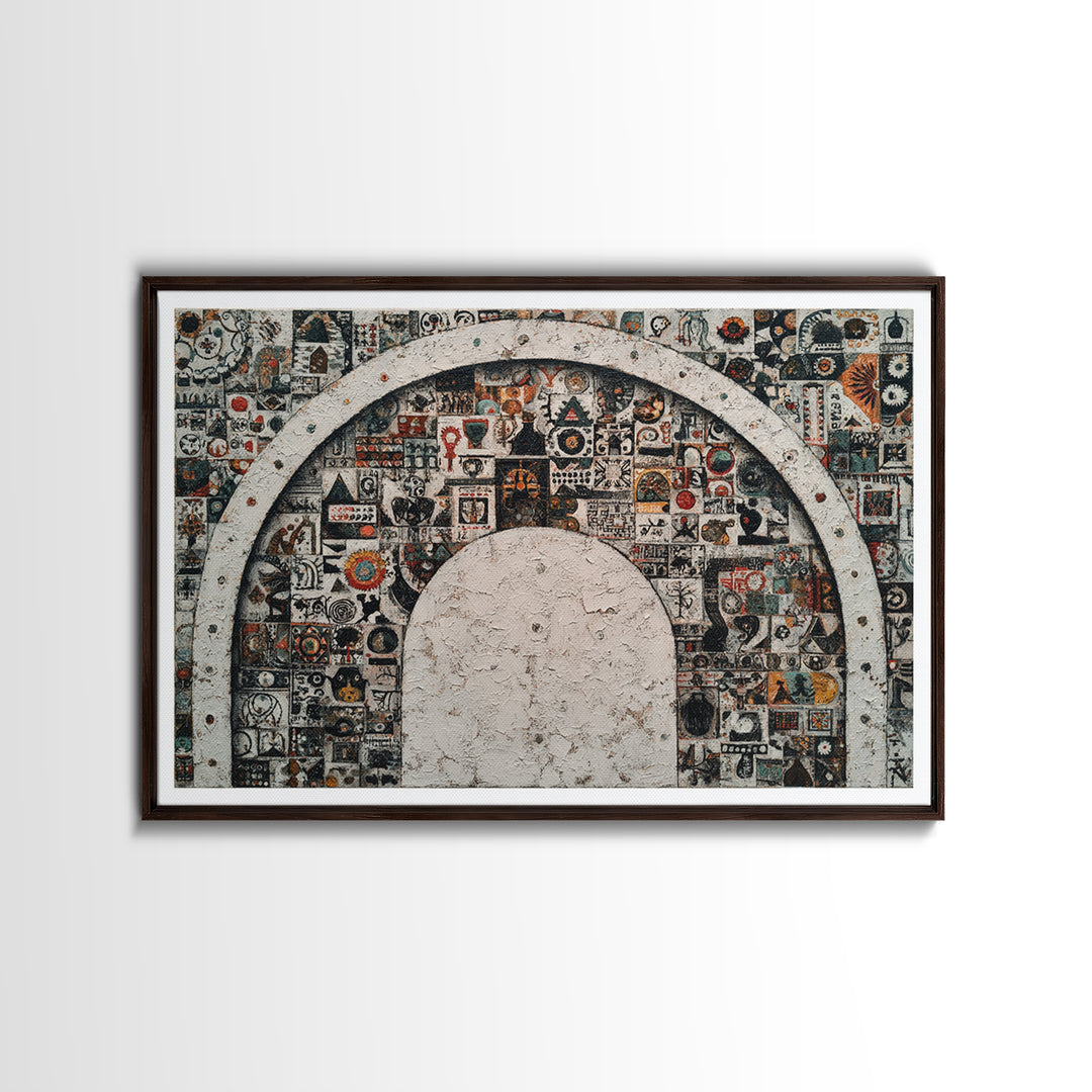 Ornamental Arch Filled Framed Canvas Print, Maximalist Art, Modern Art, Living Room Decor, Fine Art, Maximal, Textured Painting, MAX-3x2-23