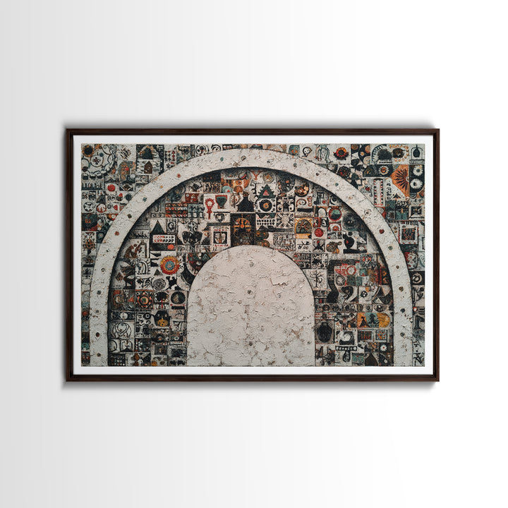 Ornamental Arch Filled Framed Canvas Print, Maximalist Art, Modern Art, Living Room Decor, Fine Art, Maximal, Textured Painting, MAX-3x2-23
