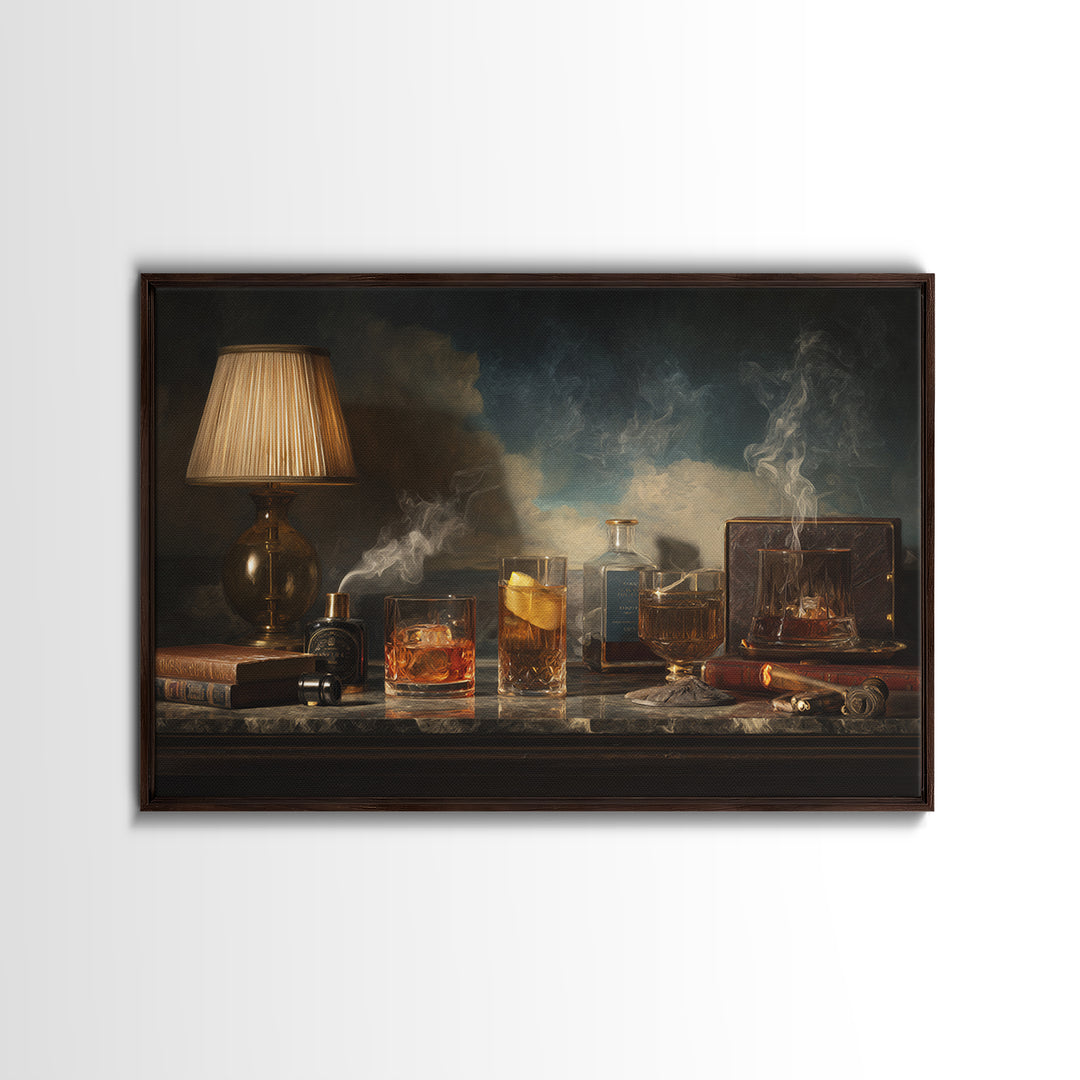 Retro Maximalist Cocktail Still Life Canvas Print, Maximalist Art, Funky Wall Art, Living Room Decor, Abstract Art, Maximal, MAX-3x2-94