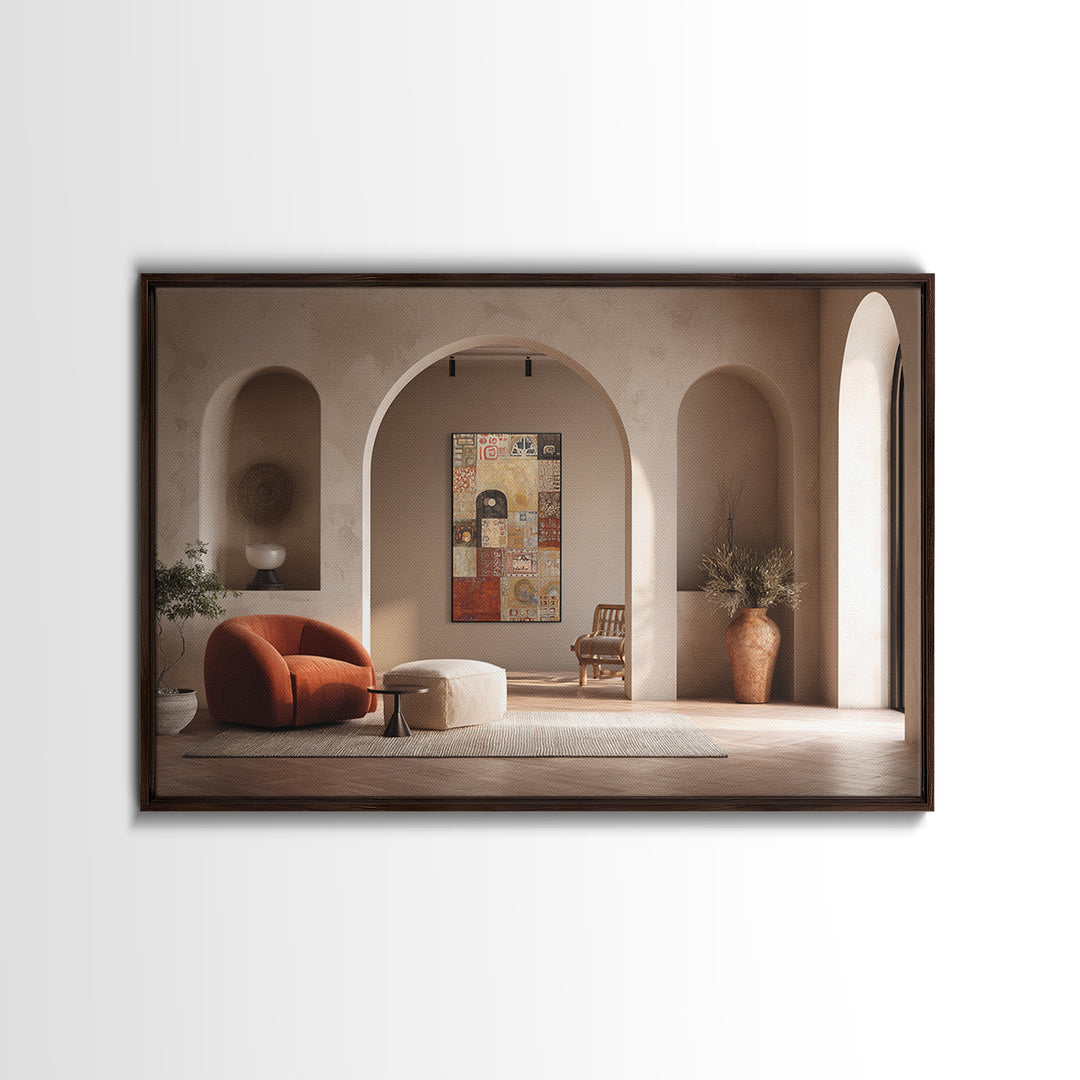 Ornamental Arch Filled Framed Canvas Print, Maximalist Art, Original Art, Living Room Decor, Fine Art, Maximal, Modern Wall Art, MAX-3x2-95