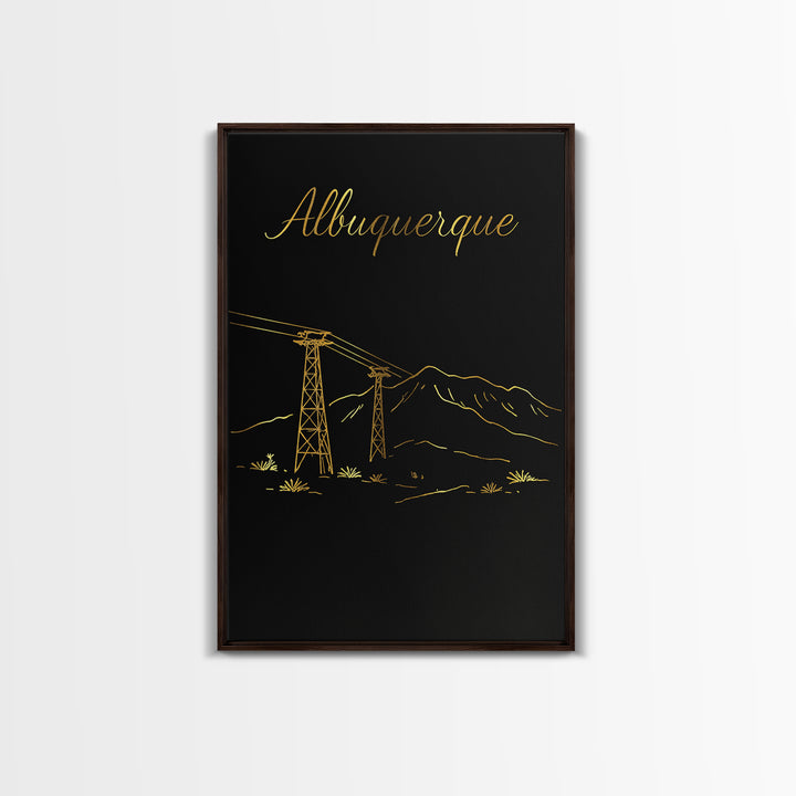 Albuquerque New Mexico Travel Poster, Canvas Print, Dark Minimalist Wall Art, Albuquerque Travel Art, Watercolor Skyline Art