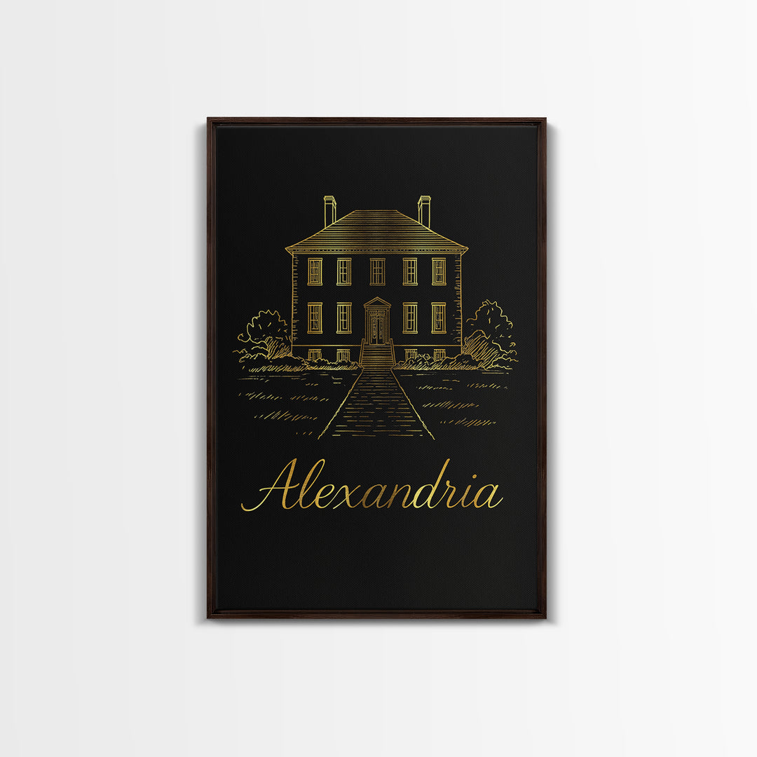 Alexandria Travel Poster, Canvas Print, Minimalist Gold Line Art, Alexandria Art Print, City Illustration, City Art Print, Wanderlust Decor