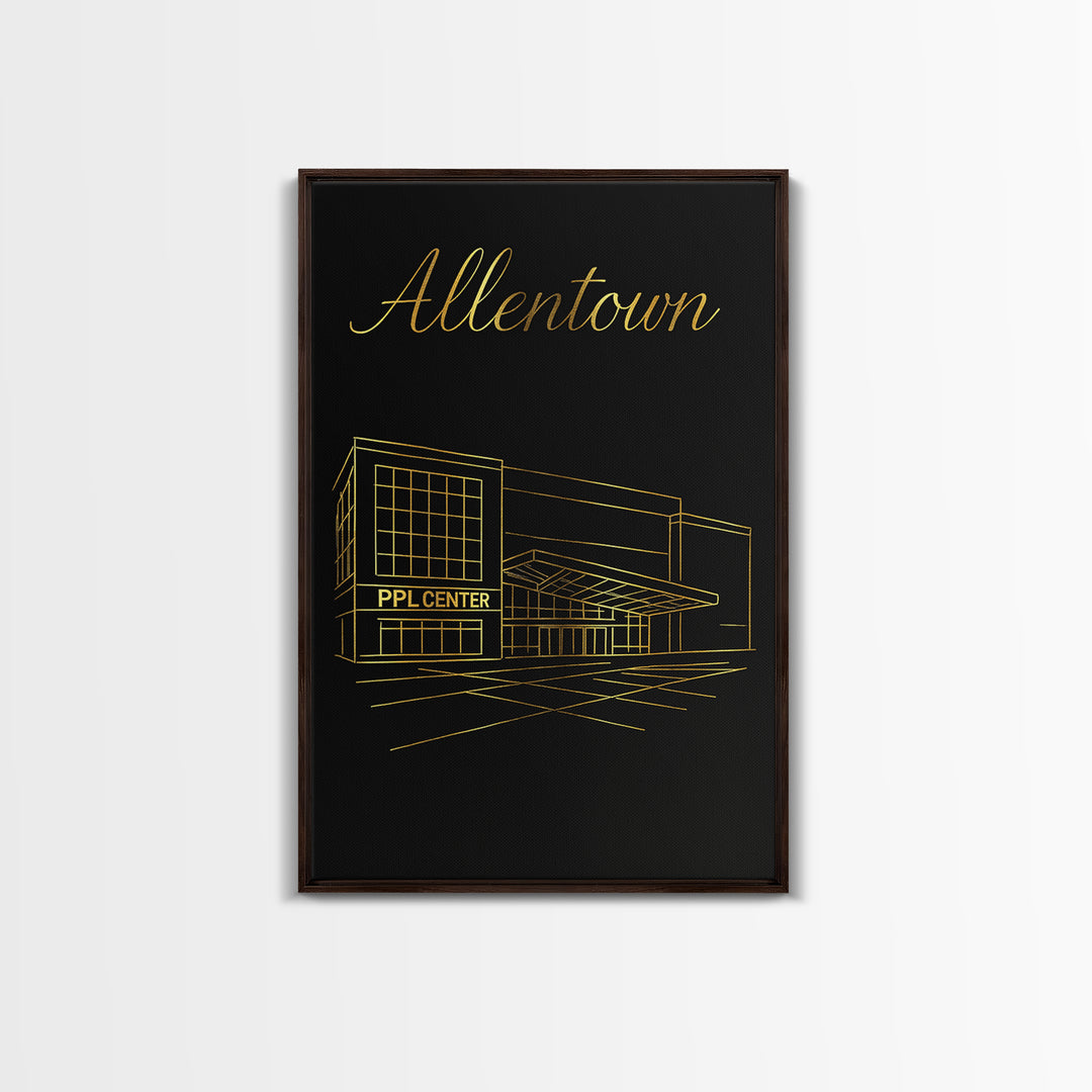 Allentown Travel Poster, Canvas Print, Minimalist Gold Line Art, Allentown Travel Art, Retro Travel Print, Wanderlust Decor, City Poster