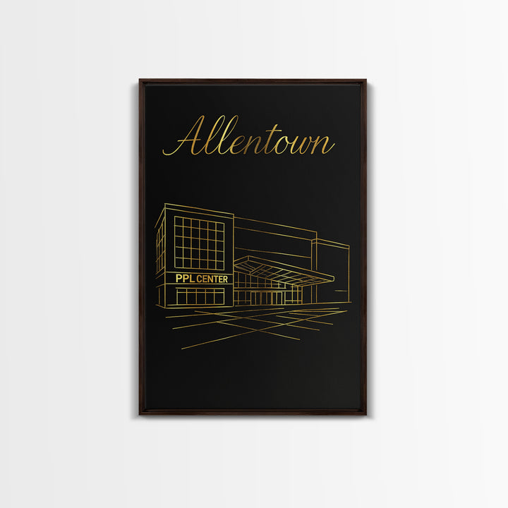 Allentown Travel Poster, Canvas Print, Minimalist Gold Line Art, Allentown Travel Art, Retro Travel Print, Wanderlust Decor, City Poster