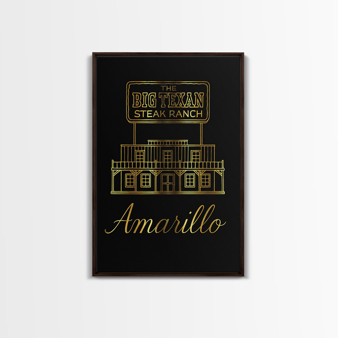 Amarillo Texas Travel Poster, Canvas Print, Minimalist Gold Line Art, Amarillo Poster Print, Gift For Travelers, Mid Century Wall Art