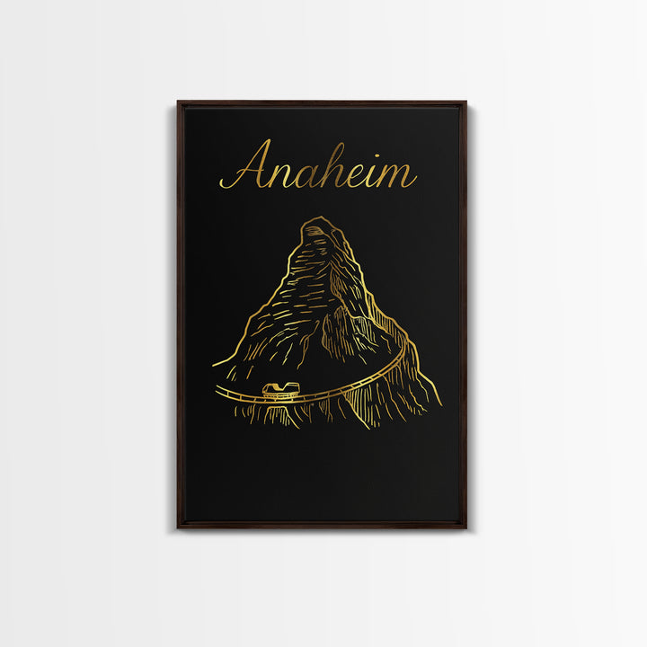 Anaheim Travel Poster, Canvas Print, Gold Outline Poster Art, Anaheim City Art, City Travel Prints, Travel Poster Set, Gift For Travelers