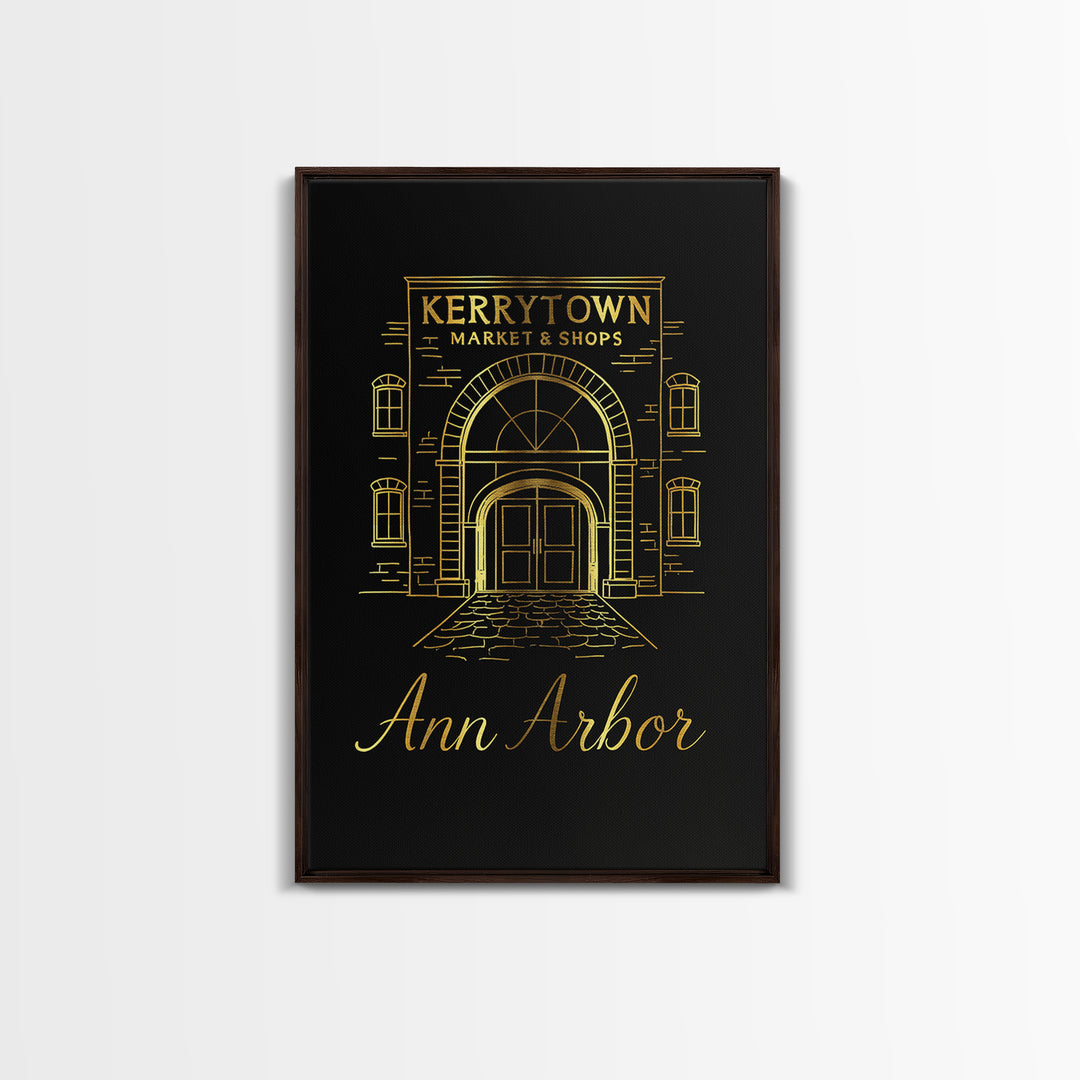 Ann Arbor Travel Poster, Canvas Print, Dark Minimalist Wall Art, Ann Arbor Poster Print, Wanderlust Decor, City Travel Prints, Design 3