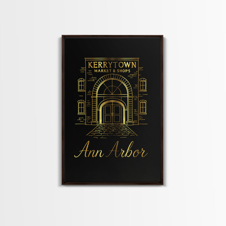 Ann Arbor Travel Poster, Canvas Print, Dark Minimalist Wall Art, Ann Arbor Poster Print, Wanderlust Decor, City Travel Prints, Design 3