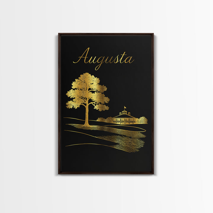 Augusta Georgia Travel Poster, Framed Canvas Print, Dark Minimalist Wall Art, Augusta City Art, Mid Century Wall Art, Living Room Wall Art