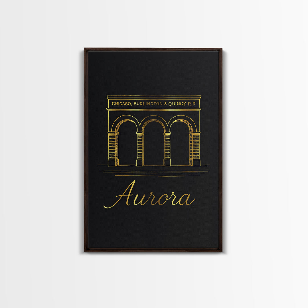 Aurora Travel Poster, Framed Canvas Print, Dark Minimalist Wall Art, Aurora Travel Art, Mid Century Wall Art, Wanderlust Decor