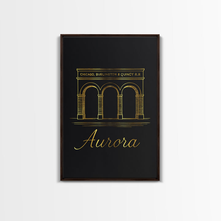 Aurora Travel Poster, Framed Canvas Print, Dark Minimalist Wall Art, Aurora Travel Art, Mid Century Wall Art, Wanderlust Decor
