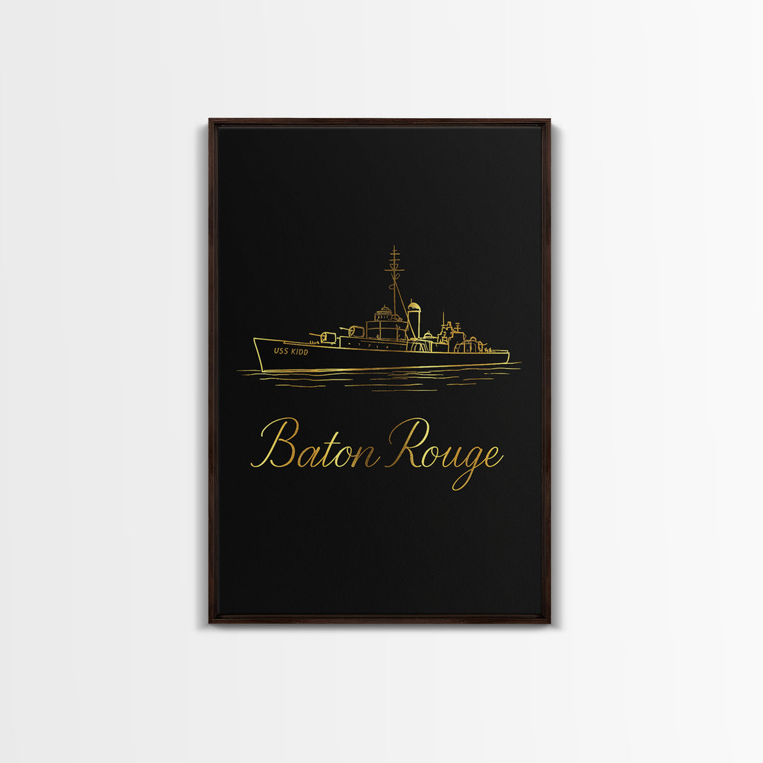 Baton Rouge Louisiana Travel Poster, Canvas Print, Minimalist Gold Line Art, Baton Rouge Art Print, Gift For Travelers, Wanderlust Decor