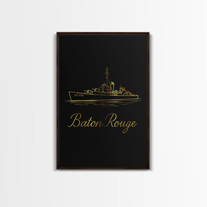 Baton Rouge Louisiana Travel Poster, Canvas Print, Minimalist Gold Line Art, Baton Rouge Art Print, Gift For Travelers, Wanderlust Decor