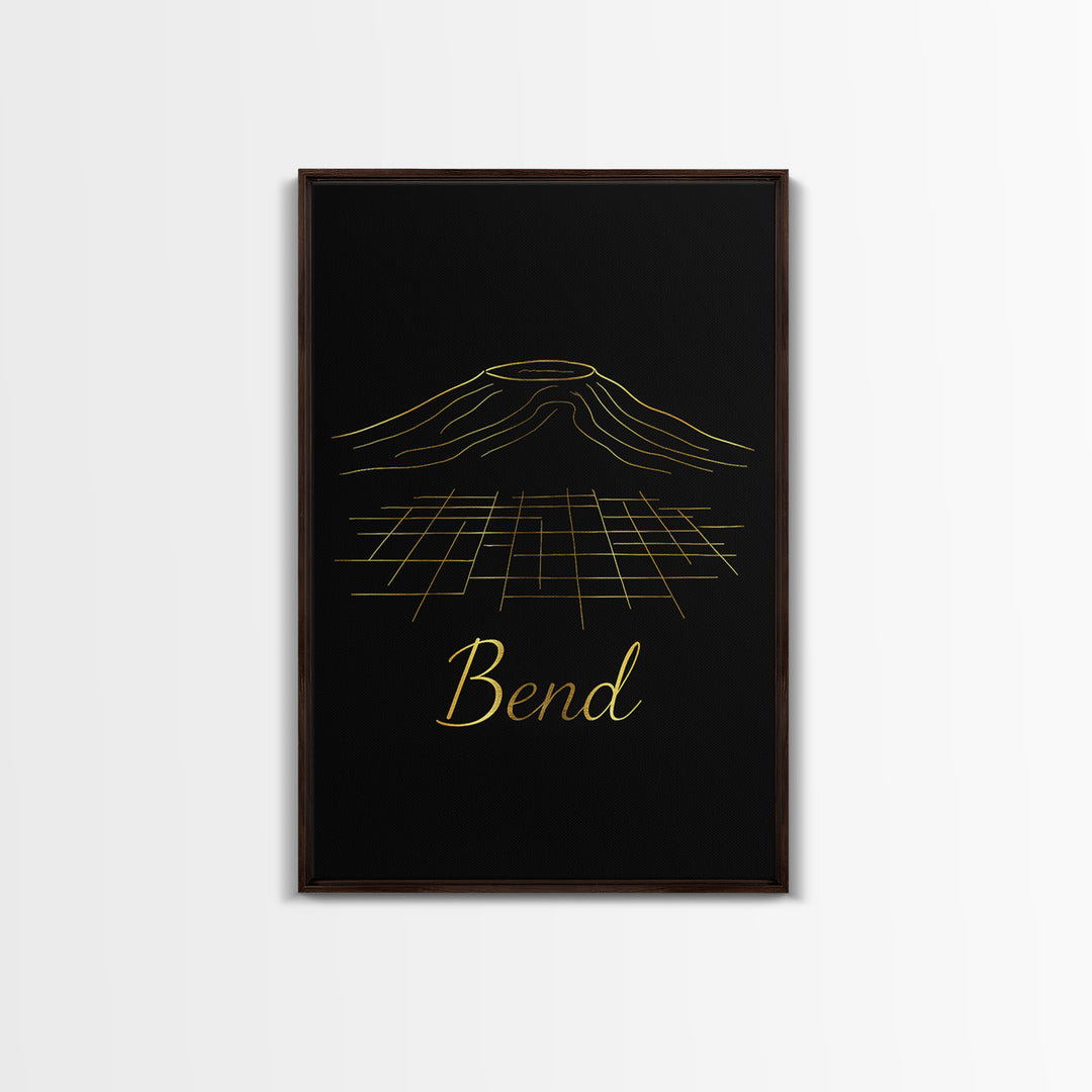 Bend Travel Poster, Canvas Print, Gold Outline Poster Art, Bend City Art, Living Room Wall Art, Travel Poster Set, Eclectic Wall Decor