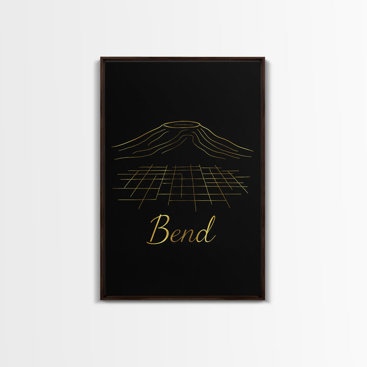 Bend Travel Poster, Canvas Print, Gold Outline Poster Art, Bend City Art, Living Room Wall Art, Travel Poster Set, Eclectic Wall Decor