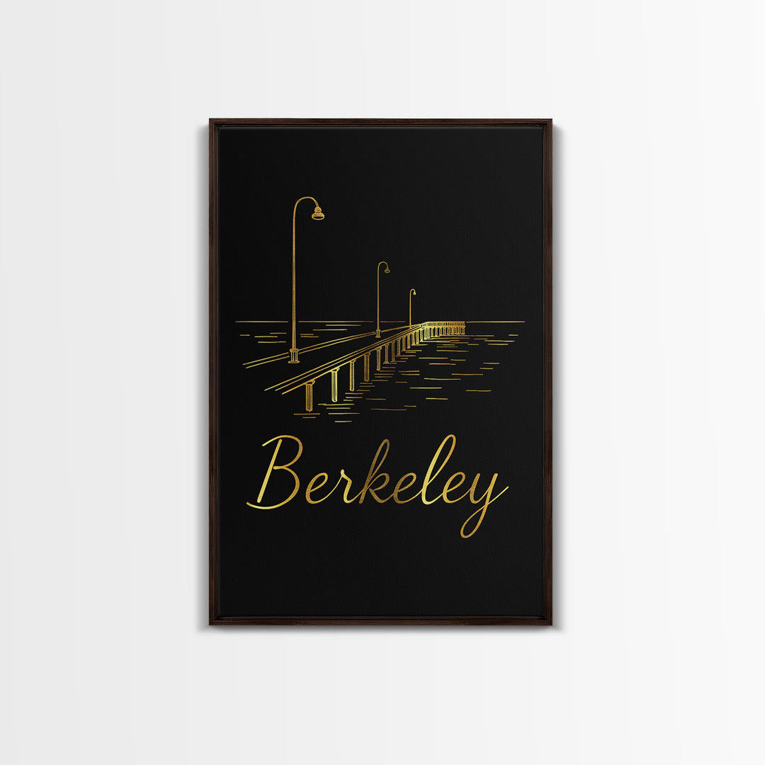 Berkeley California Travel Poster, Canvas Print, Dark Minimalist Wall Art, Berkeley Poster Print, City Travel Prints, Eclectic Wall Decor