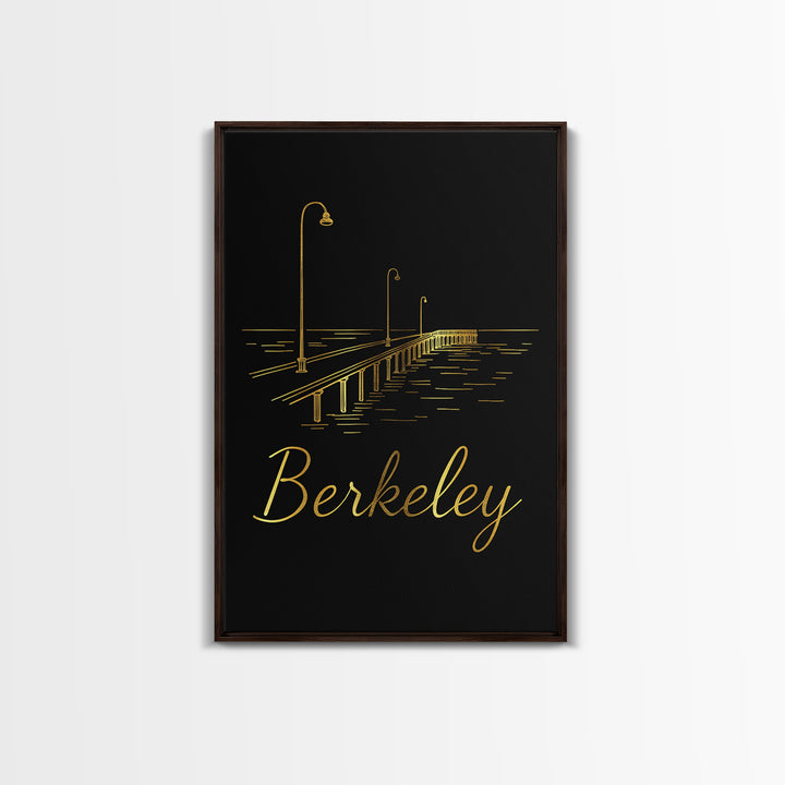 Berkeley California Travel Poster, Canvas Print, Dark Minimalist Wall Art, Berkeley Poster Print, City Travel Prints, Eclectic Wall Decor