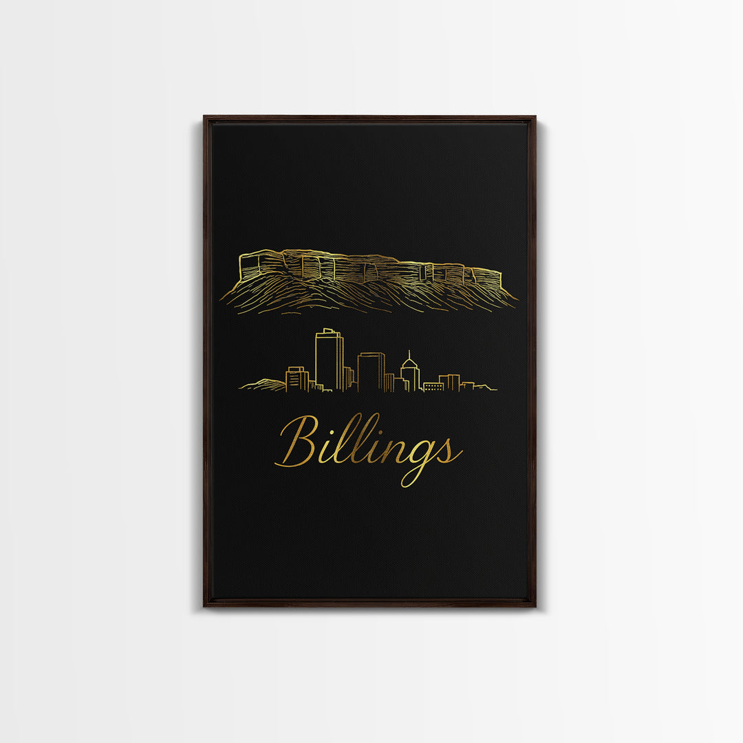 Billings Montana Travel Poster, Canvas Print, Dark Minimalist Wall Art, Billings Poster Print, Wall Art, Travel Wall Art, Art Print