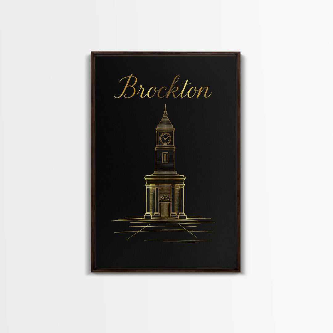 Brockton Massachusetts Travel Poster, Canvas Print, Dark Minimalist Wall Art, Brockton City Art, Gift For Travelers, Wanderlust Decor