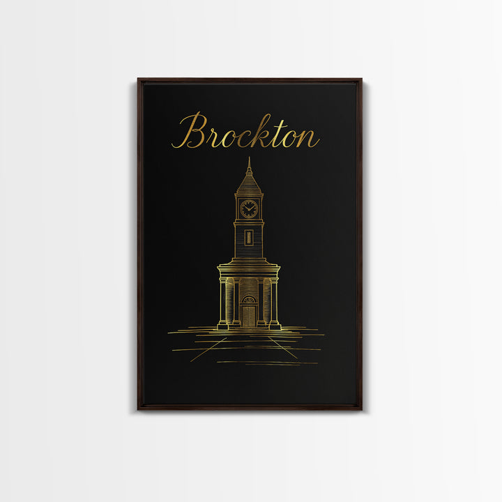 Brockton Massachusetts Travel Poster, Canvas Print, Dark Minimalist Wall Art, Brockton City Art, Gift For Travelers, Wanderlust Decor