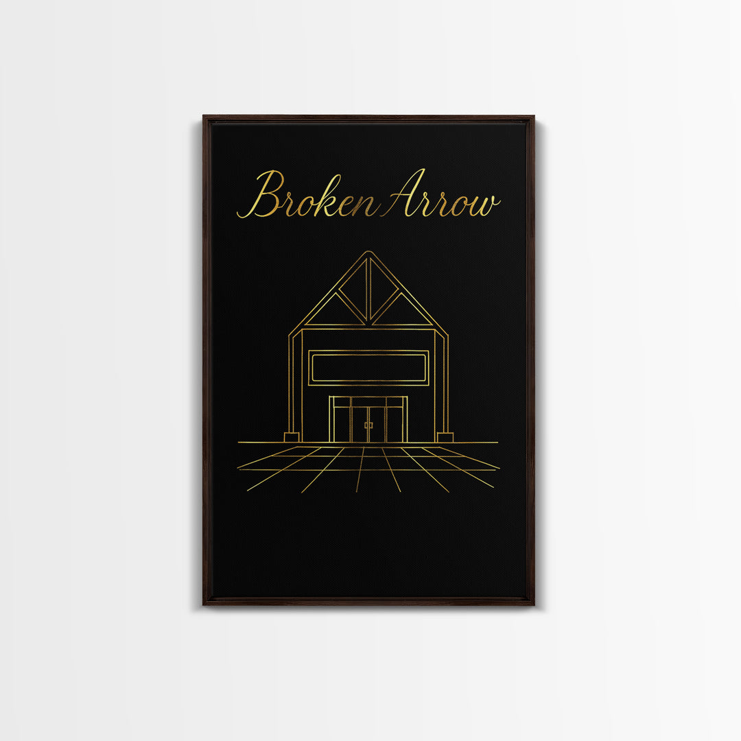 Broken Arrow Oklahoma Travel Poster, Canvas Print, Dark Minimalist Wall Art, Broken Arrow Travel Art, Gift For Travelers, Wall Art