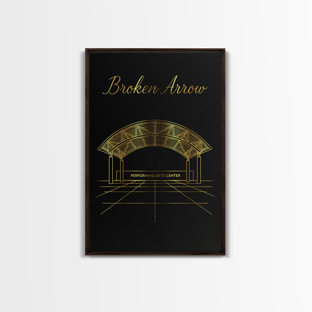 Broken Arrow Travel Poster, Canvas Print, Dark Minimalist Wall Art, Broken Arrow City Art, City Illustration, Travel Wall Decor