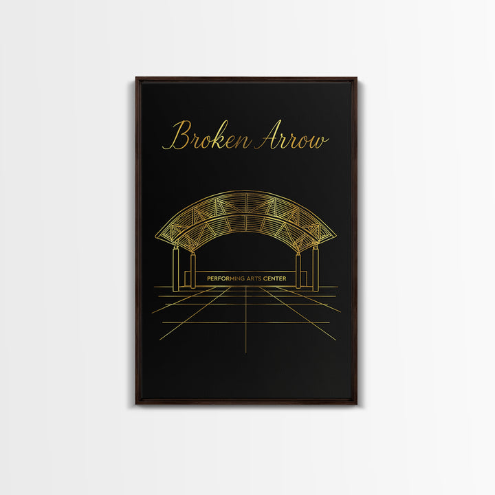 Broken Arrow Travel Poster, Canvas Print, Dark Minimalist Wall Art, Broken Arrow City Art, City Illustration, Travel Wall Decor