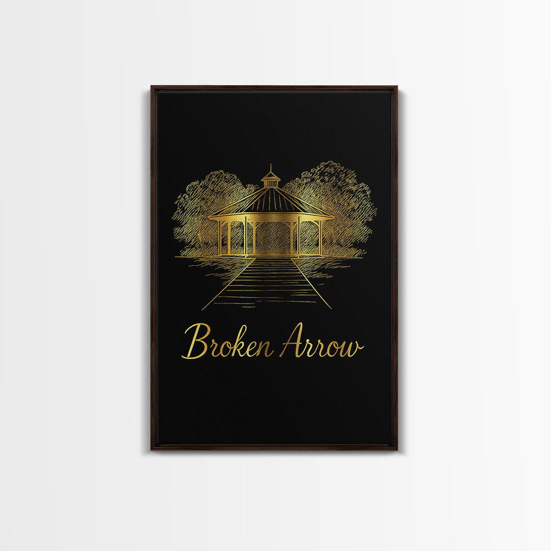Broken Arrow Travel Poster, Canvas Print, Dark Minimalist Wall Art, Broken Arrow Travel Art, Retro Travel Print, Travel Wall Decor