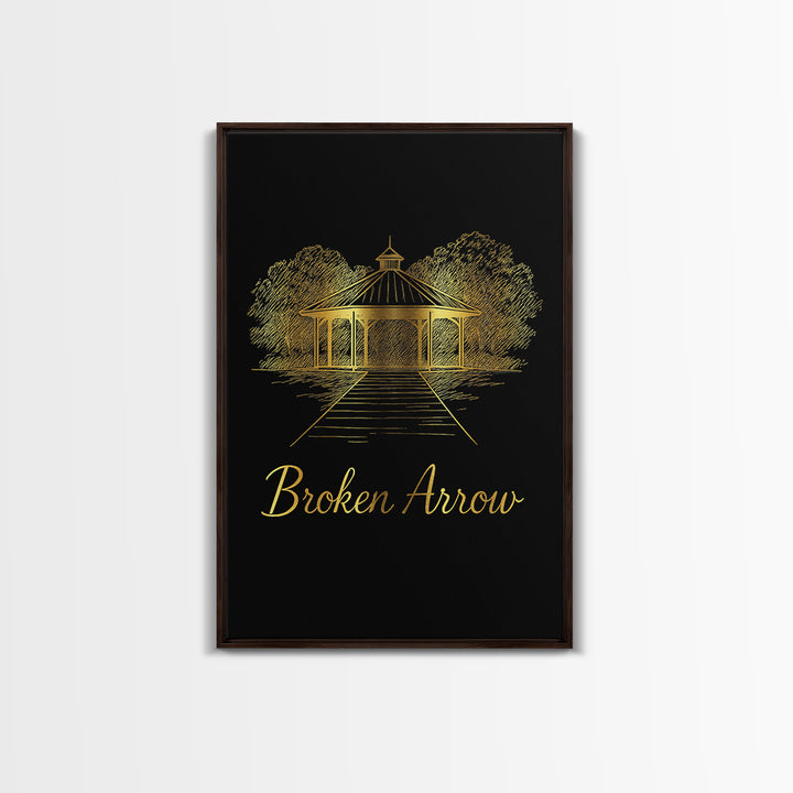Broken Arrow Travel Poster, Canvas Print, Dark Minimalist Wall Art, Broken Arrow Travel Art, Retro Travel Print, Travel Wall Decor