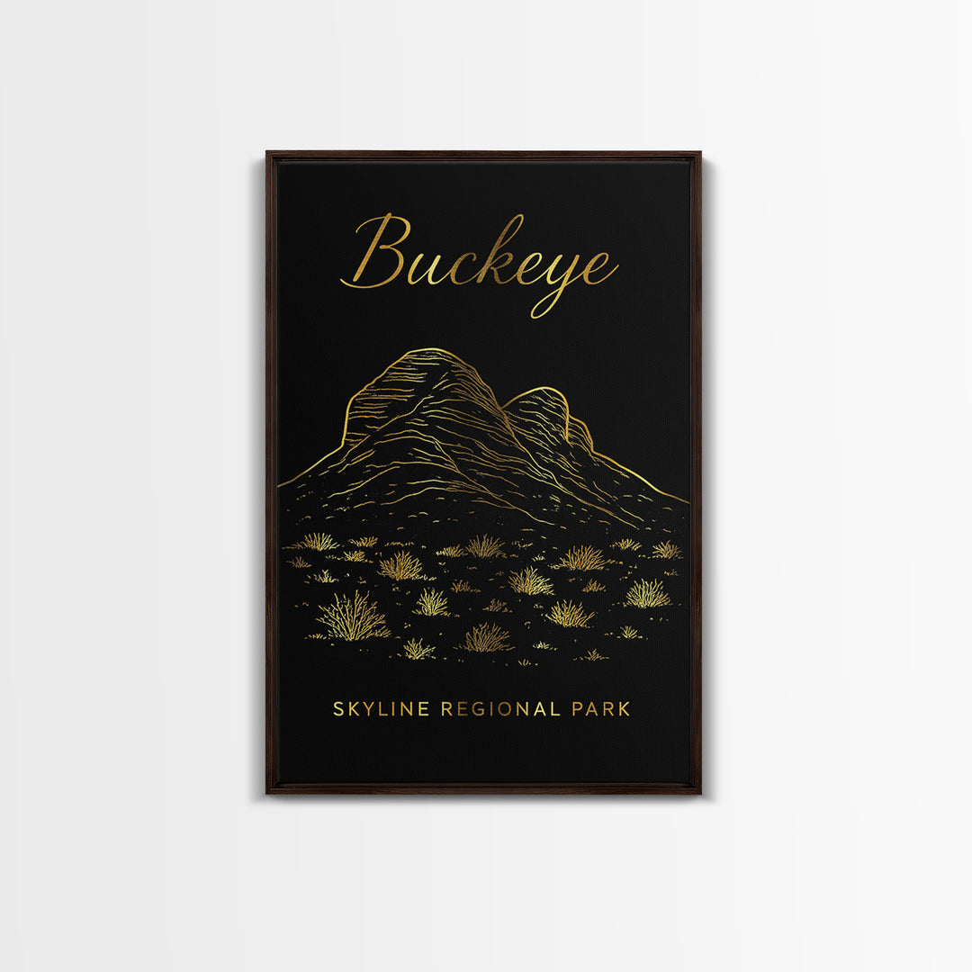 Buckeye Arizona Travel Poster, Canvas Print, Black Gold Minimalist Art, Buckeye Wall Art, Vintage City Art, Wall Art, Travel Wall Art