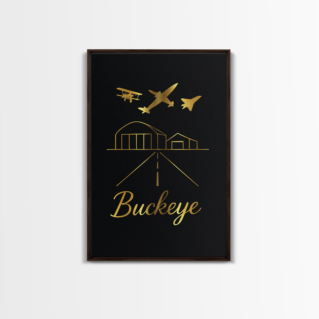 Buckeye Travel Poster, Framed Canvas Print, Dark Minimalist Wall Art, Buckeye City Art, Travel Art Print, Travel Poster Art, City Poster
