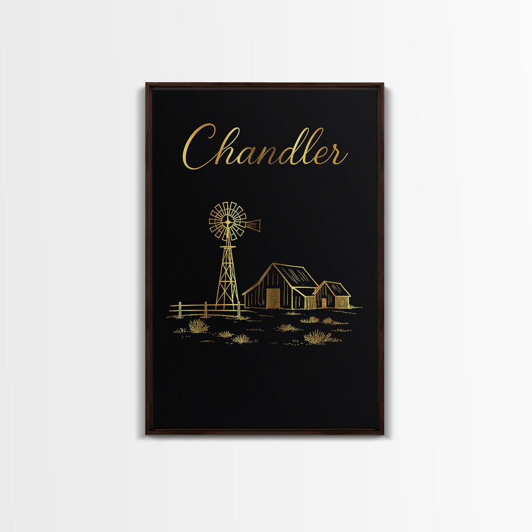 Chandler Travel Poster, Framed Canvas Print, Dark Minimalist Wall Art, Chandler Art Print, Travel Art Print, Vintage Travel Art