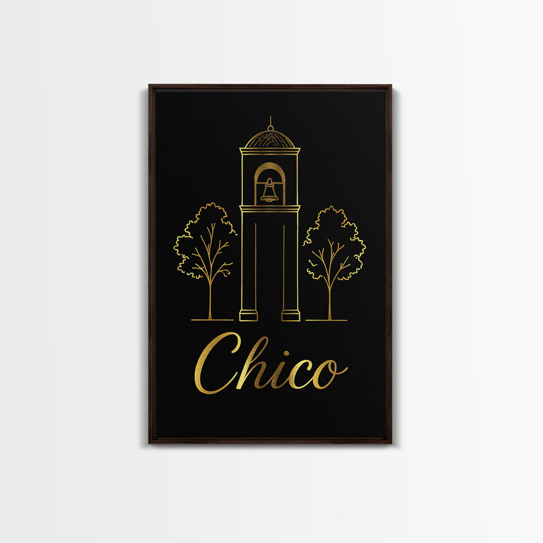 Chico Travel Poster, Framed Canvas Print, Dark Minimalist Wall Art, Chico Poster Print, City Art Print, Living Room Wall Art, Home Decor