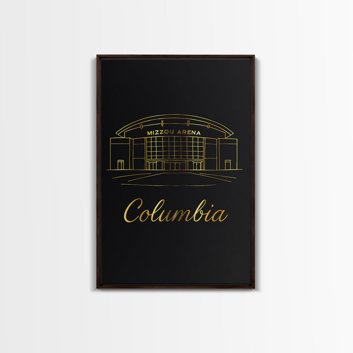 Columbia South Carolina Travel Poster, Canvas Print, Black Gold Minimalist Art, Columbia City Art, Travel Wall Art, Travel Print