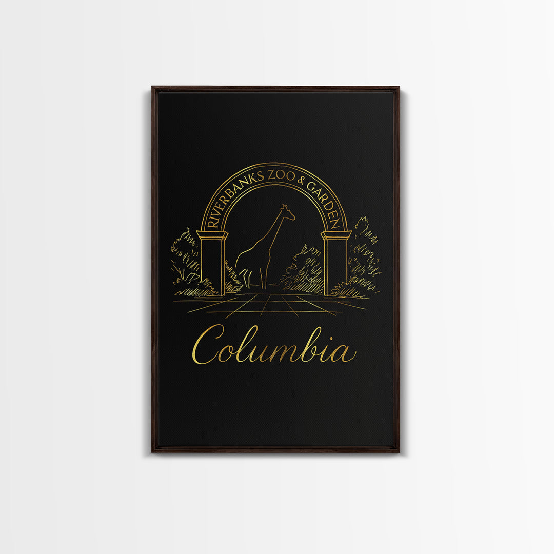 Columbia Travel Poster, Canvas Print, Gold Outline Poster Art, Columbia Art Print, City Illustration, Travel Wall Decor, Travel Poster Set