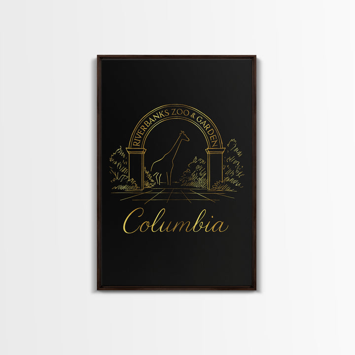 Columbia Travel Poster, Canvas Print, Gold Outline Poster Art, Columbia Art Print, City Illustration, Travel Wall Decor, Travel Poster Set