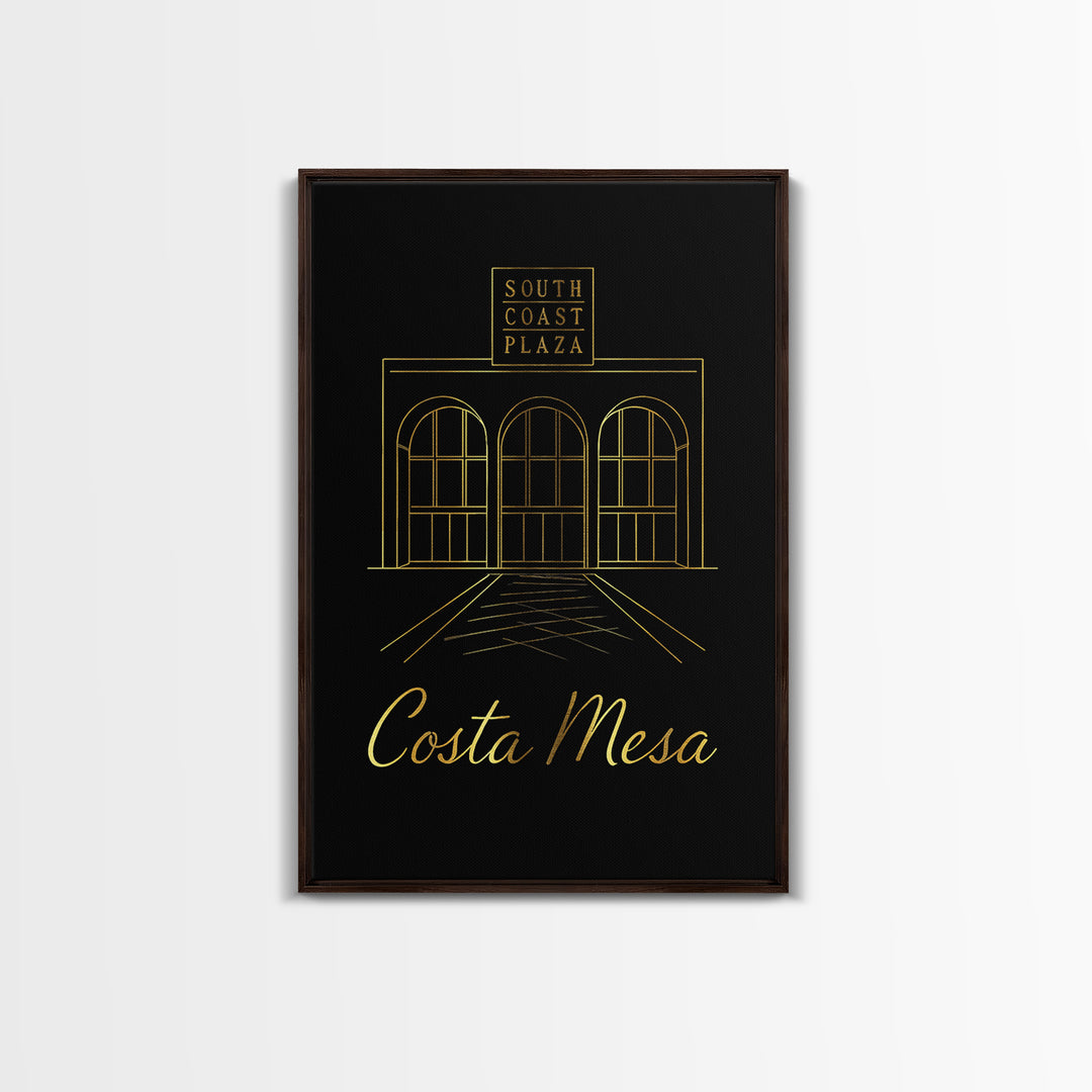 Costa Mesa California Travel Poster, Canvas Print, Minimalist Gold Line Art, Costa Mesa Wall Art, Fine Art Print, Wall Decor, Wall Decor