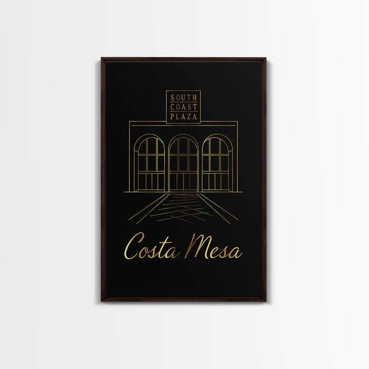 Costa Mesa California Travel Poster, Canvas Print, Minimalist Gold Line Art, Costa Mesa Wall Art, Fine Art Print, Wall Decor, Wall Decor