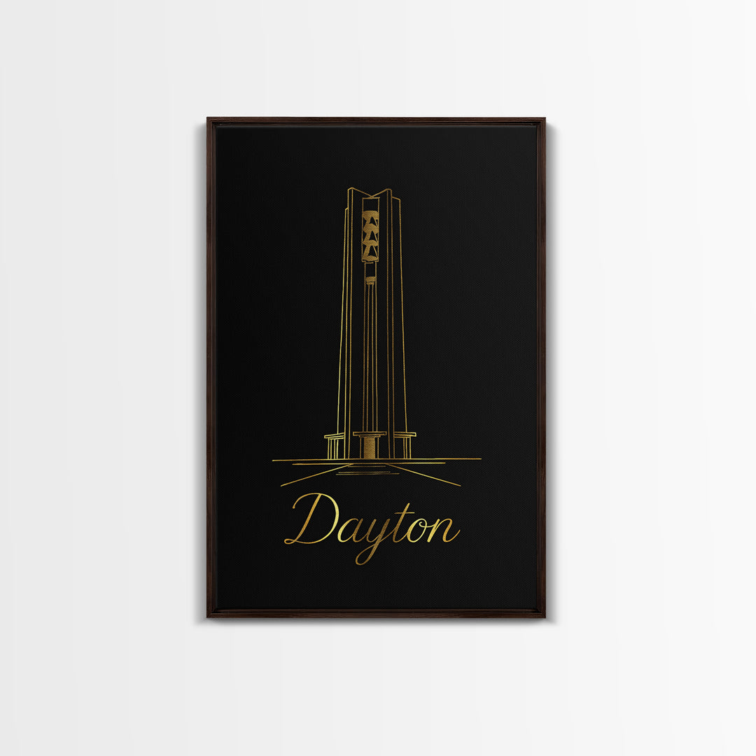 Dayton Ohio Travel Poster, Framed Canvas Print, Dark Minimalist Wall Art, Dayton Travel Art, Travel Poster Art, Travel Poster Set, Wall Art