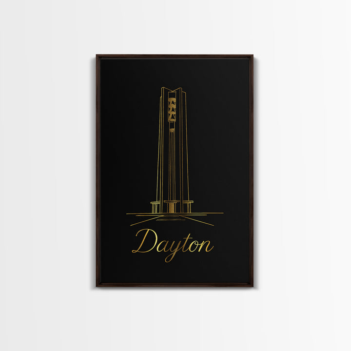 Dayton Ohio Travel Poster, Framed Canvas Print, Dark Minimalist Wall Art, Dayton Travel Art, Travel Poster Art, Travel Poster Set, Wall Art
