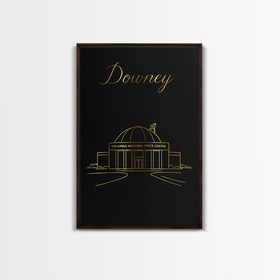 Downey Travel Poster, Framed Canvas Print, Dark Minimalist Wall Art, Downey Poster Print, Travel Poster Art, Travel Wall Art, Design 2