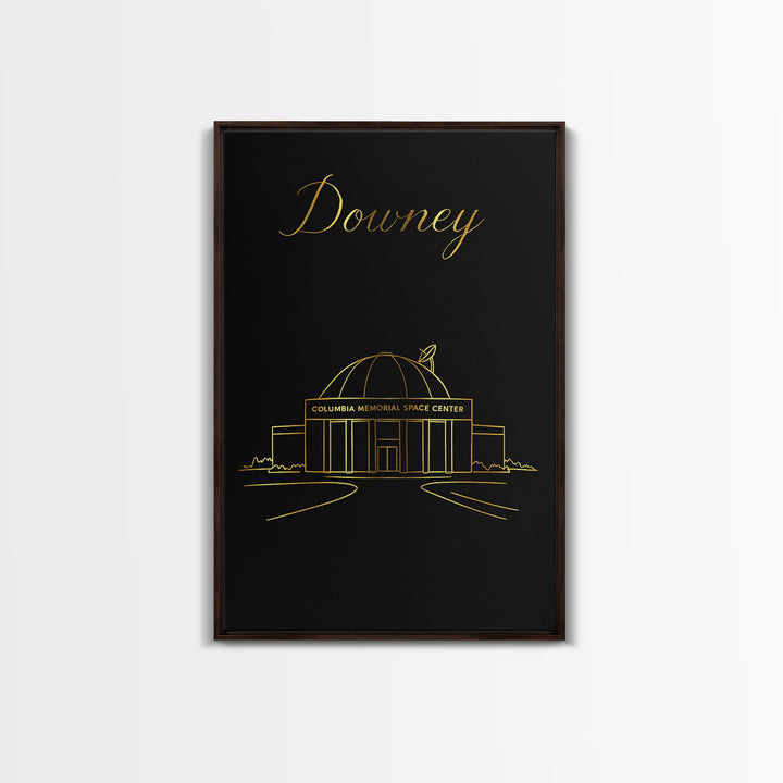Downey Travel Poster, Framed Canvas Print, Dark Minimalist Wall Art, Downey Poster Print, Travel Poster Art, Travel Wall Art, Design 2